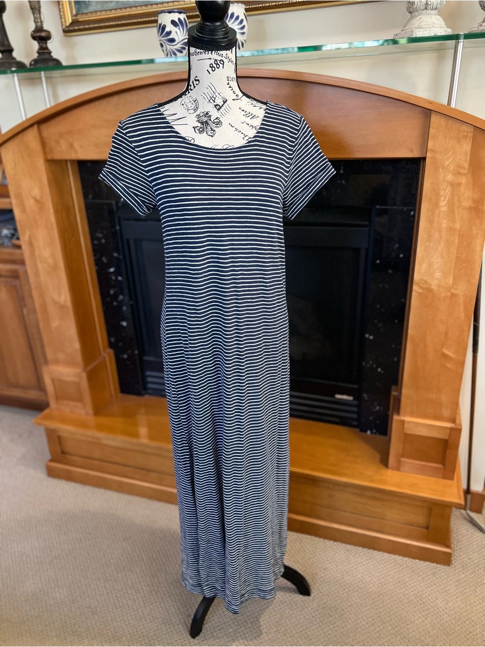 Striped Navy and White Maxi Dress - Casual Women’s Dress